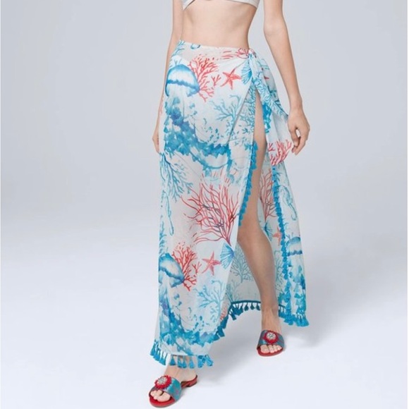 WHBM Jellyfish-Print Pareo Sarong Swim Cover Sarong - Picture 1 of 6